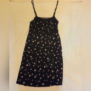 Art Class Black Floral Daisy Girls Casual Skater Dress - Size Large